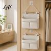 Door Hanging Pocket Organizer Wall Storage Bag with 3 Pockets Cotton And Linen Waterproof Foldable for Kitchen Pouch Over The Closet Bedroom