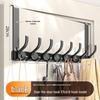 Lan Xiaoji Black Aluminum 8-Hook Adhesive Wall/Door Coat Rack (2-Pack)
