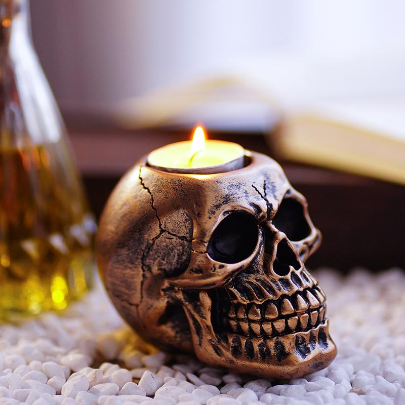 Skull Candle Holder Ornament Atmosphere Decoration Script Killing Props Halloween Home Resin Crafts