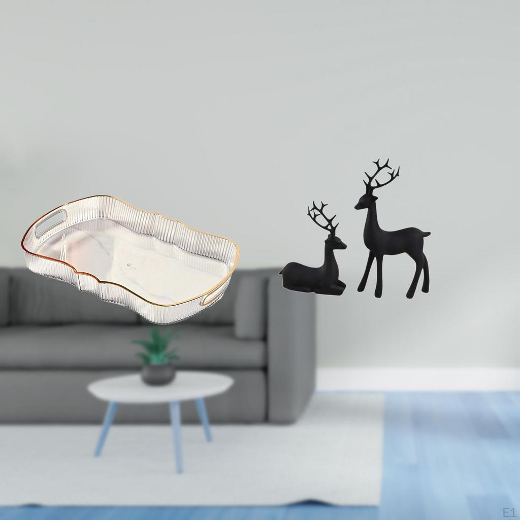 Elegant Food And Cosmetic Storage Tray with Black Deer Statue Resin Reindeer Figurine for Living