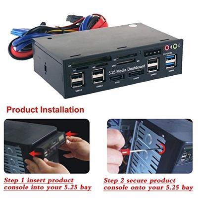 USB 3.0 Hub Multi-Function Θύρα eSATA SATA Εσωτερική συσκευή ανάγνωσης καρτών PC Media Μπροστινός πίνακας ήχου για SD MS