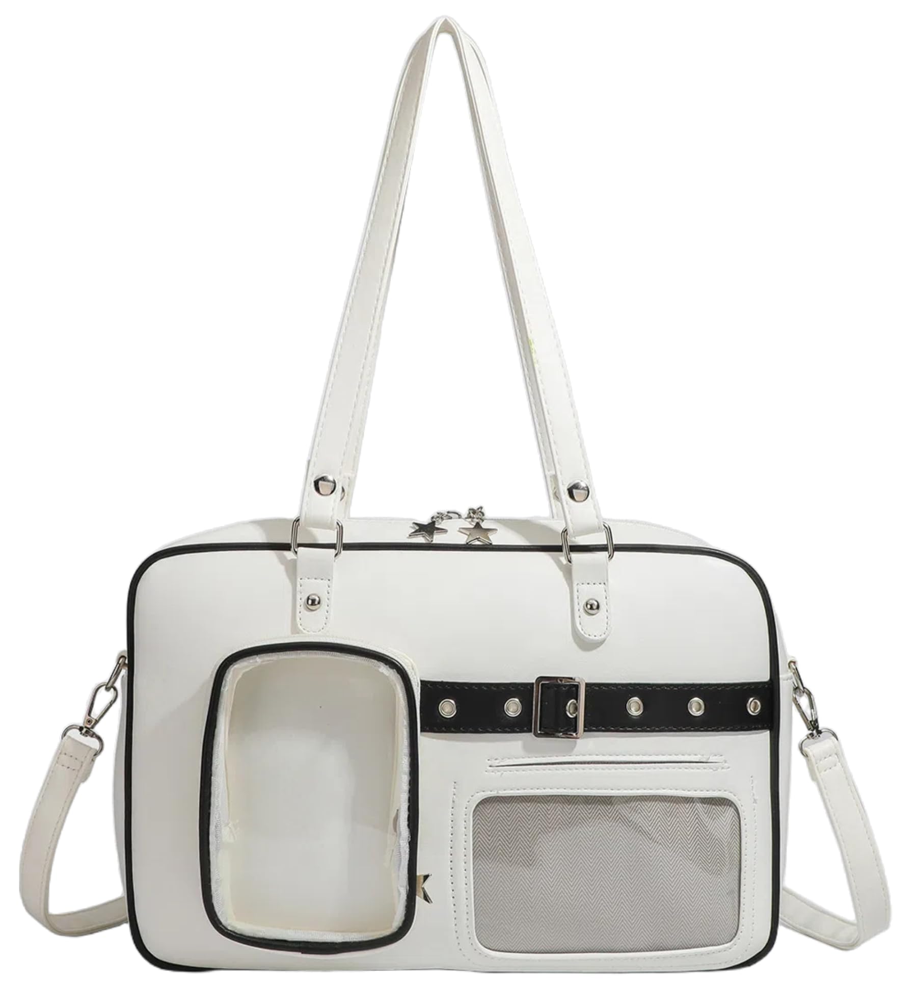 

Плечо Улюблений Кросбоді PU Шкіра та Прозорий A4 Подвійна Лялька Плюшевий Повсякденний Подарунок для Білих [HIKKER-LINK] Жіноча Сумка, Рюкзак, Іта-Сумка білий