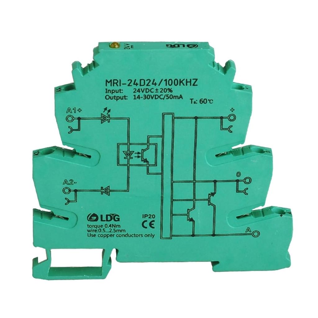 MRI-24D24 100KHZ High Frequency Optocoupler Relay 24VDC 8mA Input Output 14-30VDC 50mA Interface Voltage Relay Module DIN Rail