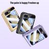 For Samsung Galaxy Z Flip5 5G Hinge Protection Clear Case Hard PC Electroplating Phone Cover with Tempered Glass Rear Screen Protector