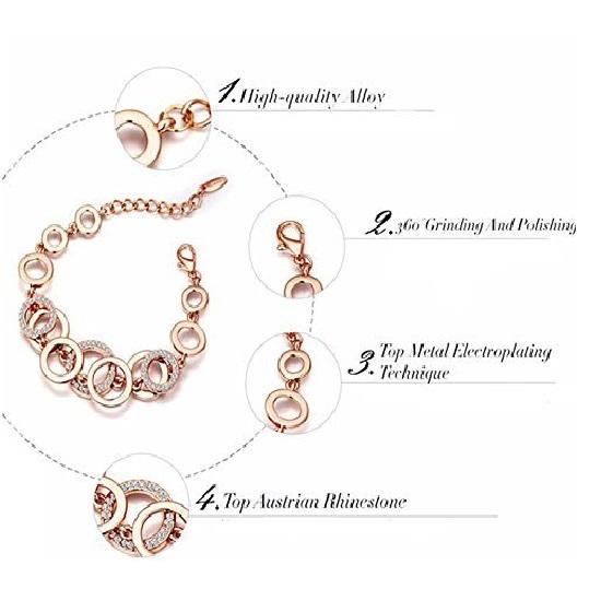 AAA Crystal 18k Rose Gold Stylish Bracelete for Women and Girls