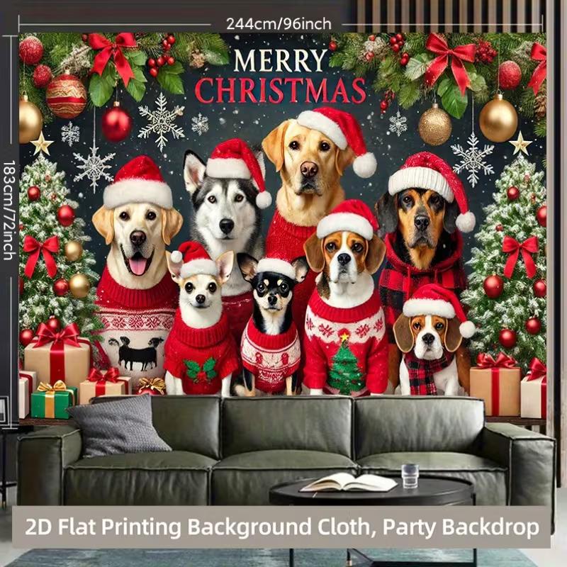 2D Christmas Ugly Sweater Dogs Backdrop Banner for Winter Holiday Supplies