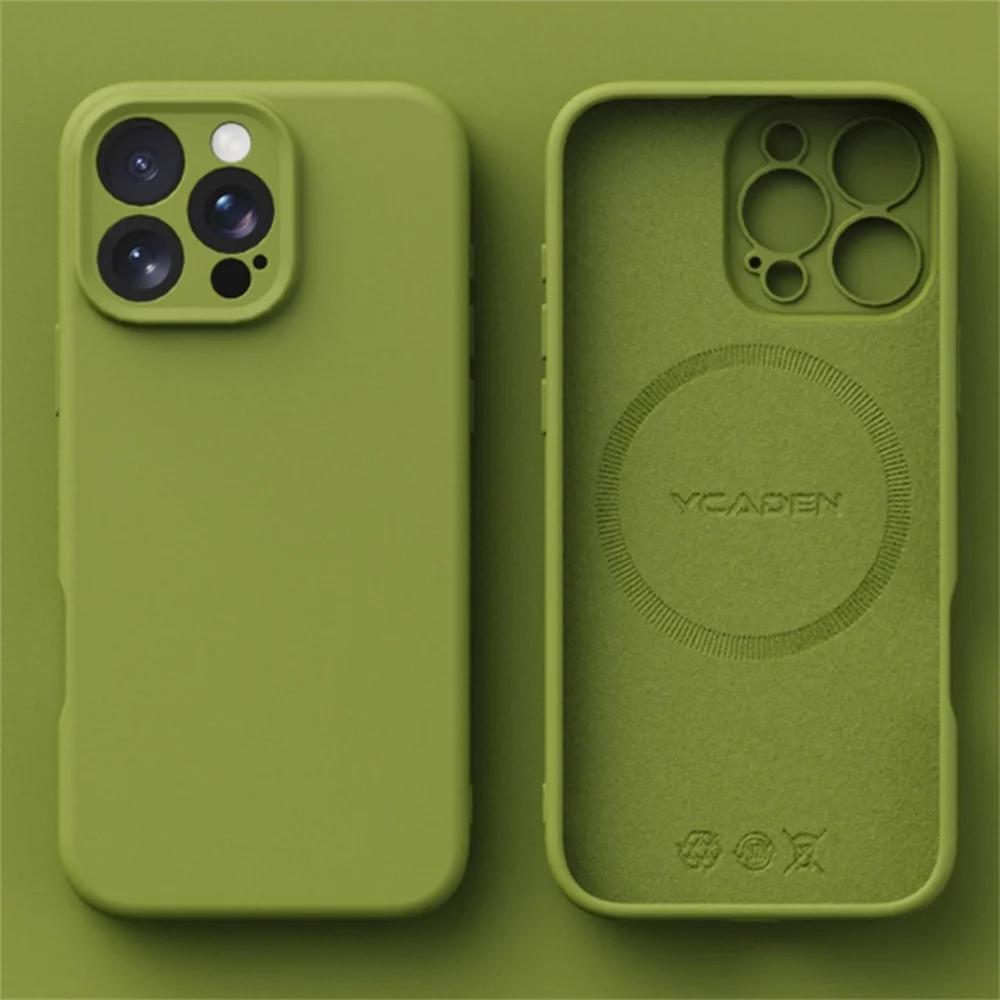 Luxury Silicone Soft Magsafe Case For iPhone 16 15 14 12 11 13 Pro Max 16 Plus 16E Wireless Charge Shockproof Matte Candy Cover