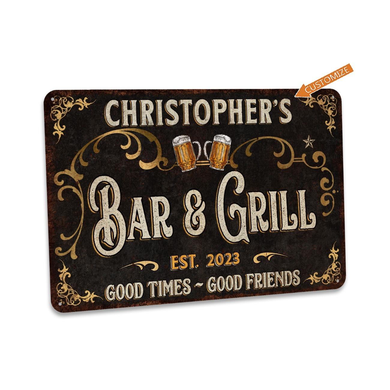 Custom Bar Grill Sign Metal Wall Decor Home Bar Garage Man Cave Tin Sign 20x30cm белый