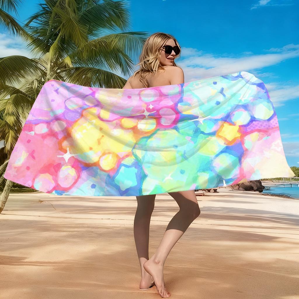 1pc Cute Colorful Bear Beach Towel Large Quick-drying Towel For Beach Pool Yoga Gym Relax at Home Towel Summer Gift for Friends