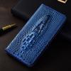 Etui do SAMSUNG Galaxy A56 A36 A26 A16 5G 3D Głowica Krokodyla Flip Case Skóra Naturalna Bydlęca Kieszonka na Karty Magnetyczne Pokrowce