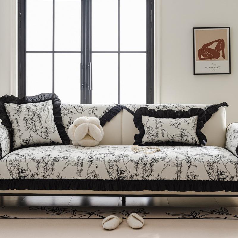 French Sofa Cushion Universal In All Seasons  New Non-Slip Light Luxury High-End Feeling Cover Chenille Cover Straight Row Seat Cushion