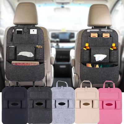 Univerzálna taška na organizér do zadného sedadla auta, organizér do kufra, elastická plstená úložná taška, organizér so 6 vreckami, závesné automobilové príslušenstvo