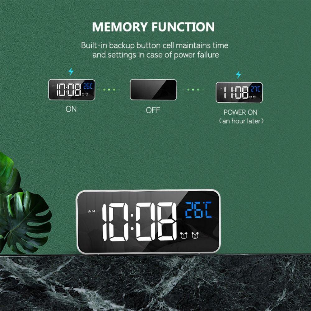 Voice Control LED Digital Clock Mirror Desk Clock Table Clock Music Alarm Clock  Bedside Use