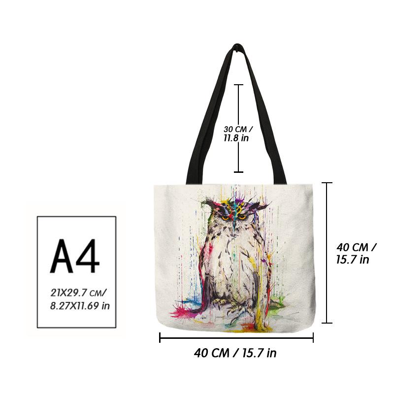 Sac à bandoulière en toile à imprimé animalier vintage - Grand, durable et élégant fourre-tout pour les courses et les livres