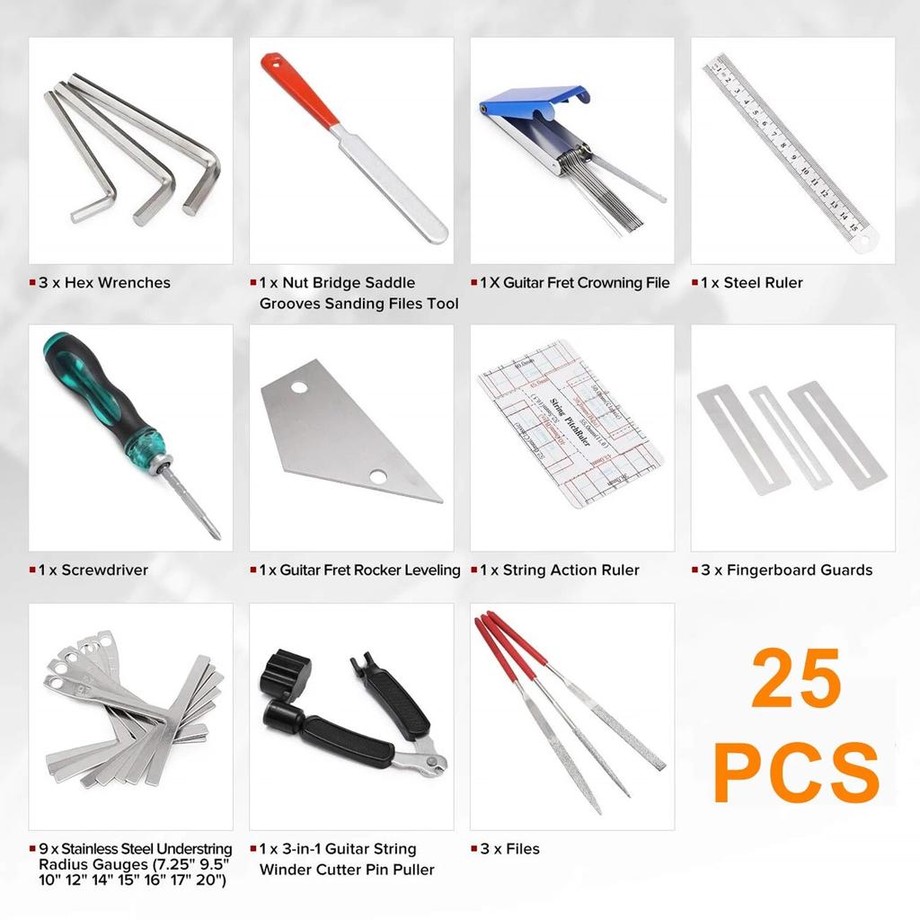 Miwayer 25/45/72 Guitar Repairing Tools Kit Setup Kit with Carry Bag Perfect Gift for Music Or String Instrument Enthusiast