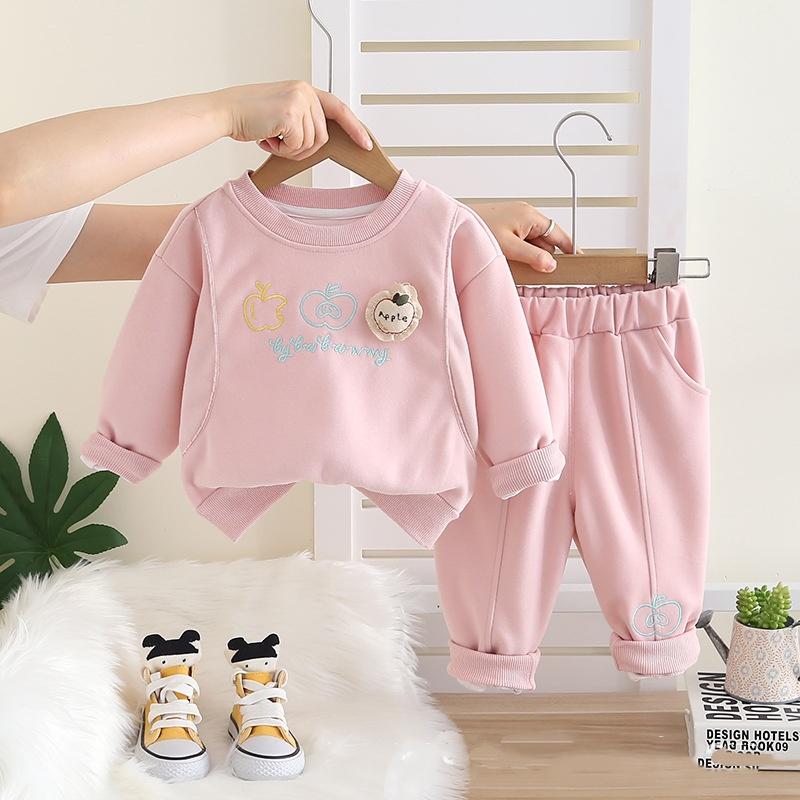 Girls' Spring and Autumn Embroidered Sweater Suit, Western Style, Baby Girl, All-match Fashion, Children's Long-sleeved Clothes, Two-piece Suit