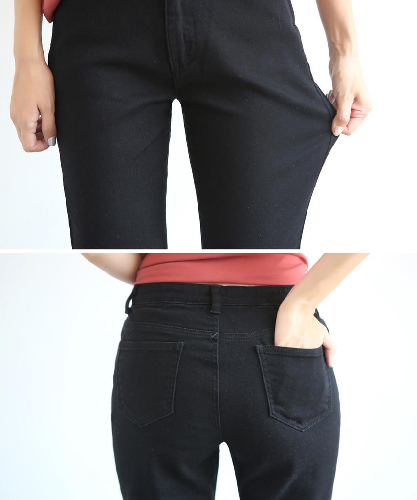 Ppaeppae Black Straight Pants With Inner Elastic Waist