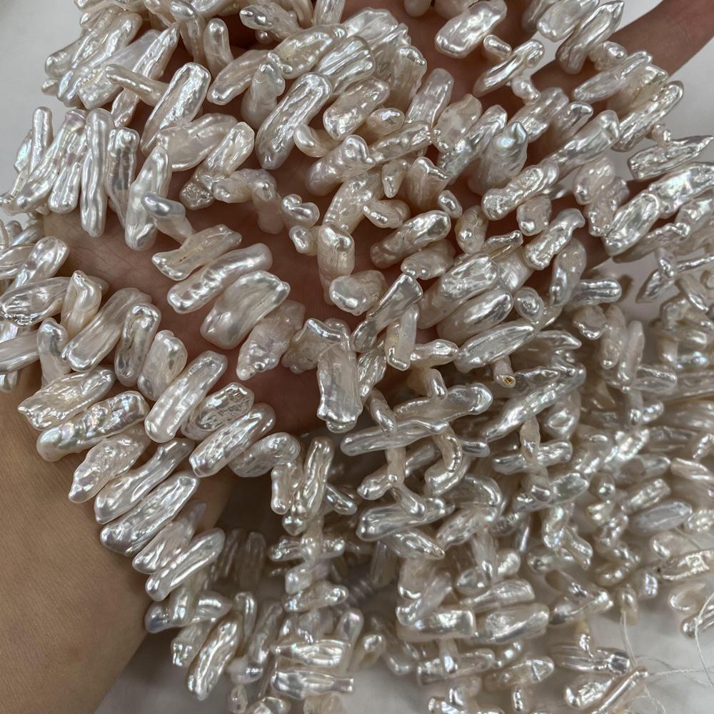 1String, Irregular Pearls, 5×20-6×22mm, White Natural Freshwater Pearl Beads for Jewelry Making DIY Supplies, Women's Craft Gifts 36cm