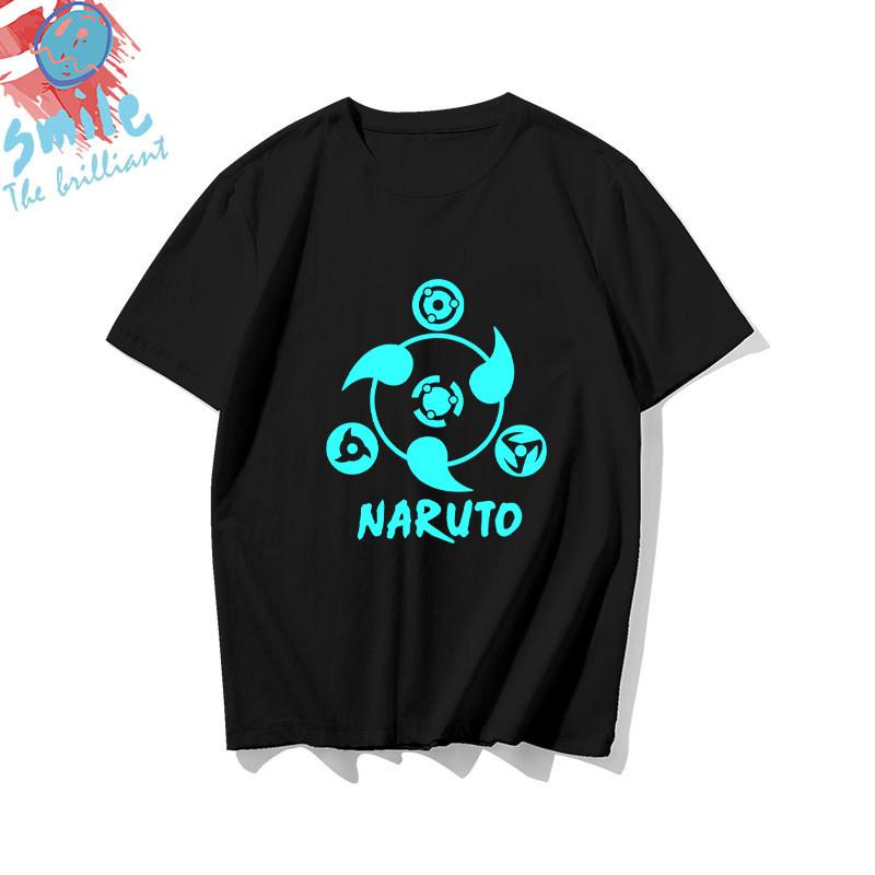 Black childrens Tshirt Japanese anime Naruto peripheral pure cotton printed parentchild outfit summer casual loose Tshirt