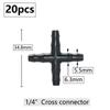 20pcs 3mm 4mm Garden Hose Barb Connector Drip Irrigation 1/4'' & 1/8'' Tube Hose Fitting Tees Cross Eng Plug Barb Accessories