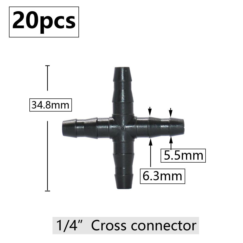 20pcs 3mm 4mm Garden Hose Barb Connector Drip Irrigation 1/4'' & 1/8'' Tube Hose Fitting Tees Cross Eng Plug Barb Accessories