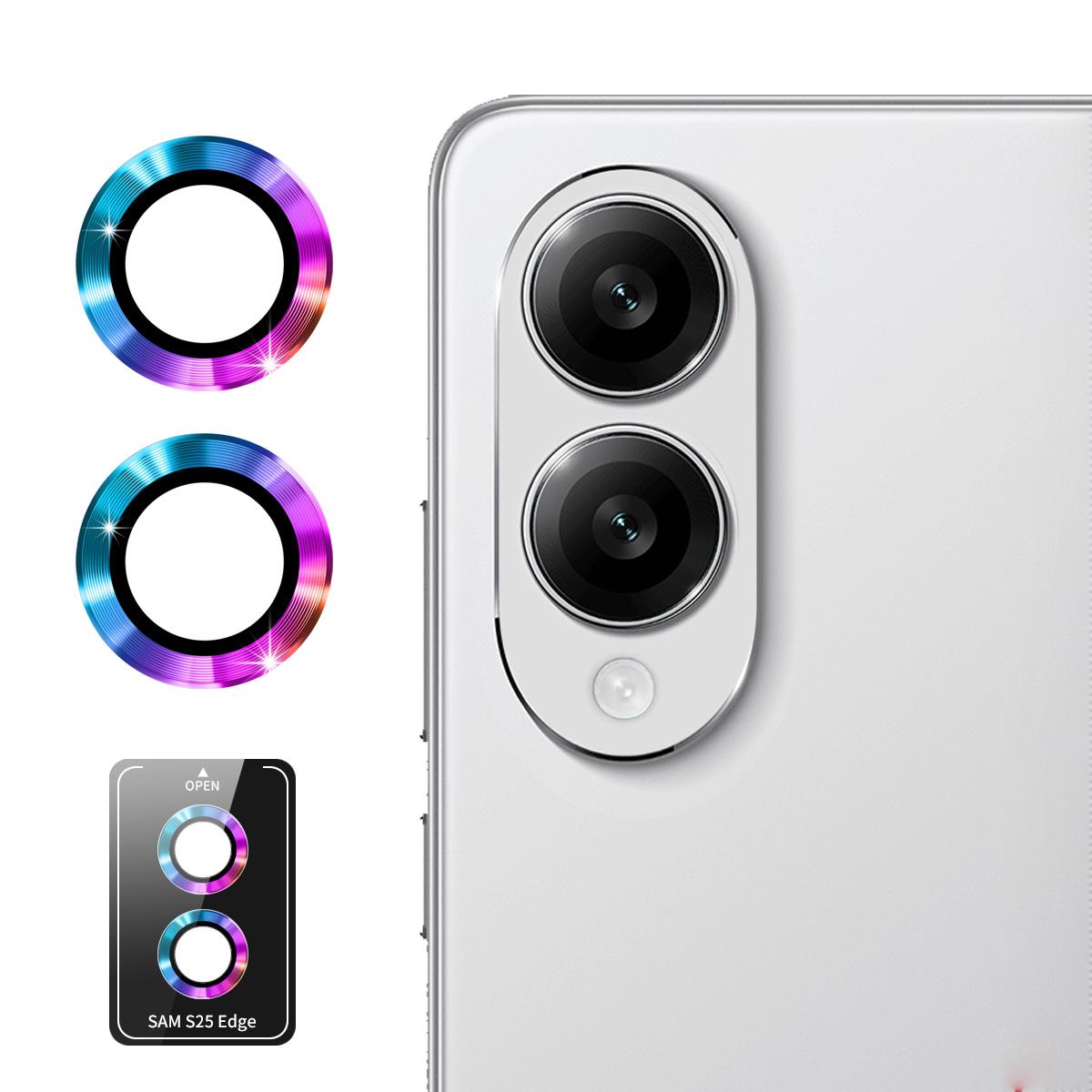 

For Samsung Galaxy S25 Edge Camera Lens Protector ENKAY Hat-Prince Metal Ring Lens Film Colorful