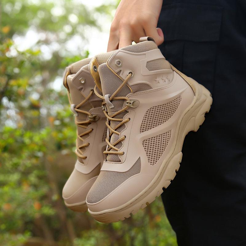 Autumn and winter anti-skid belt steel claws large size military boots outdoor boots rock climbing high-top mountaineering boots men's snow