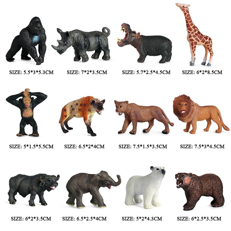 Oenux Montessori Miniatur Löwe Hai Pferd Dinosaurier Tiere Modell Set Actionfiguren Figur Zoo Niedlich Bildung Kinderspielzeug Geschenk