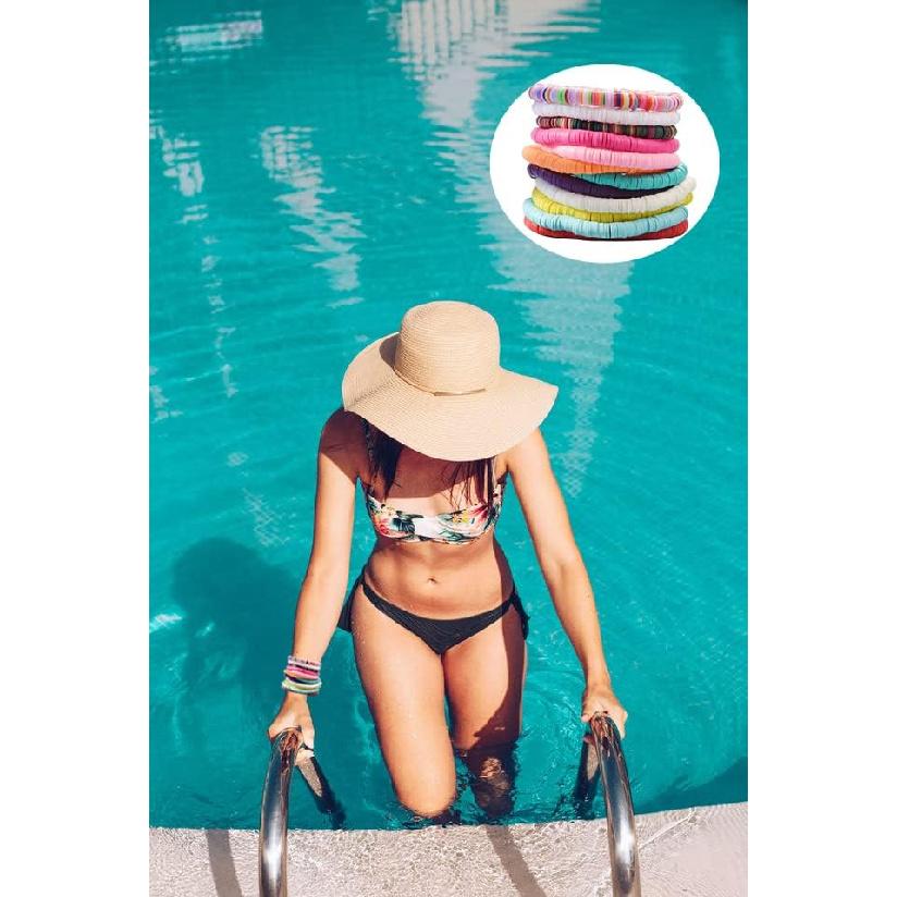 12pcs Friendship Bracelets Beaded Bracelets Heishi Bracelet Cute Bracelets Stack Vinyl Clay Disc Bead Surfer Stretch Summer Beach Bracelets For Women