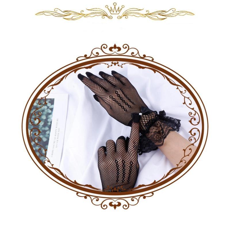 Summer Uv-proof Driving Gloves JK Mesh Fishnet Gloves Lace Full Finger Girls Lace Fashion Gloves Hand Cosplay Gloves