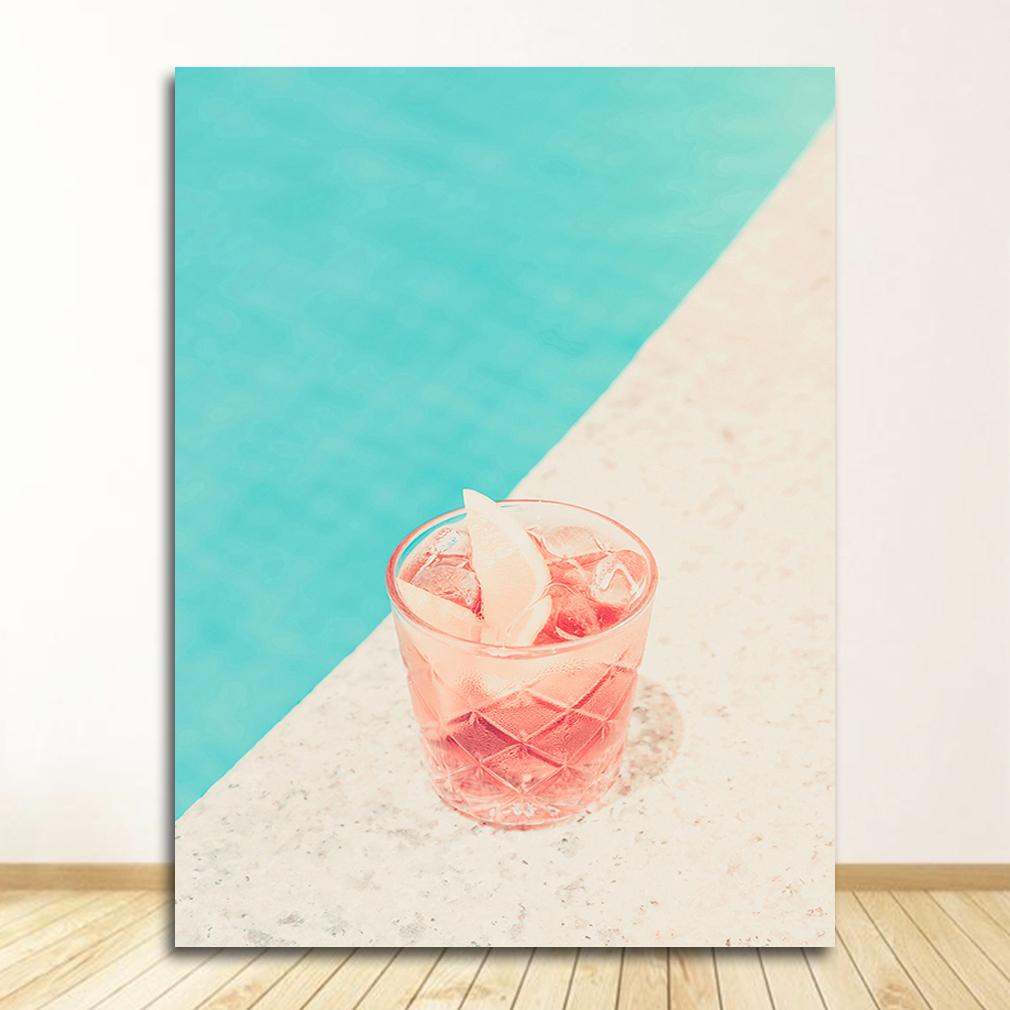 Colorful Pictures For Living Room Home Decor Tropical Plants Nordic S Palm Leaf Flower Orange Cat Wall Art Canvas Painting