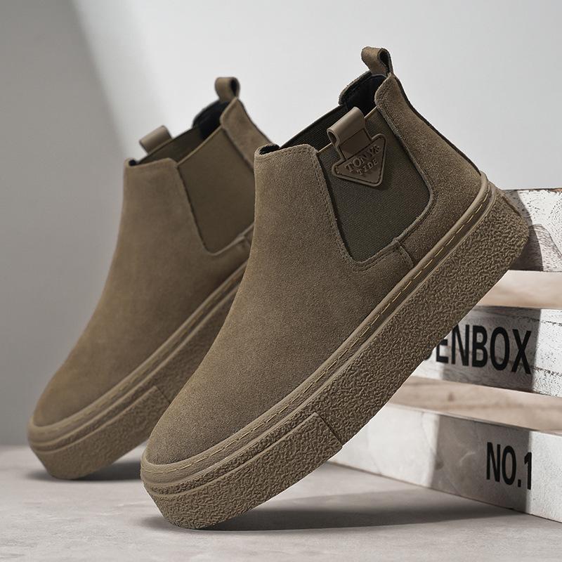 

Челсі чоловічі 2024 осінь та зима оксамитові черевики Мартін універсальні ретро черевики на високій підошві короткі чоловічі черевики 44