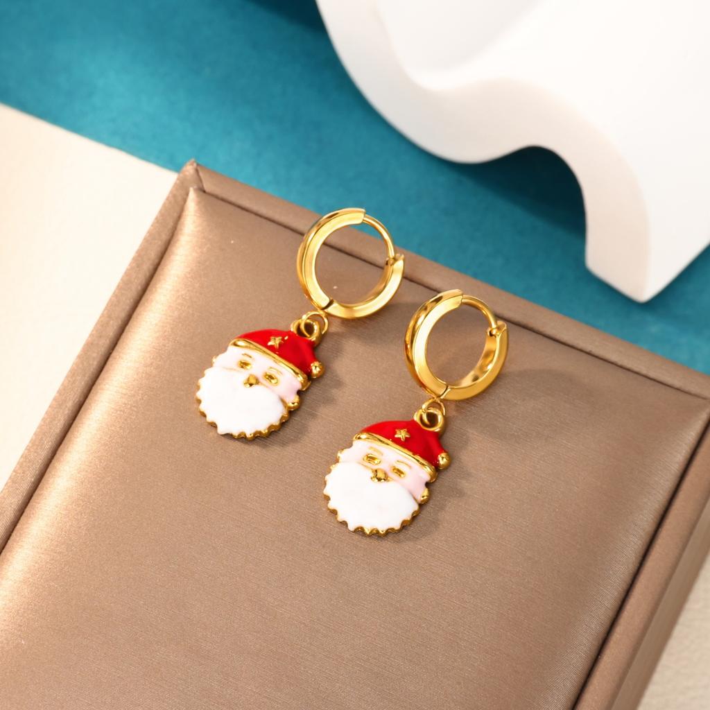 Stainless Steel Christmas Earrings Funny Christmas Hat Boots Crutch Santa Claus Earring Xmas Holiday Jewelry Gift For Women Men