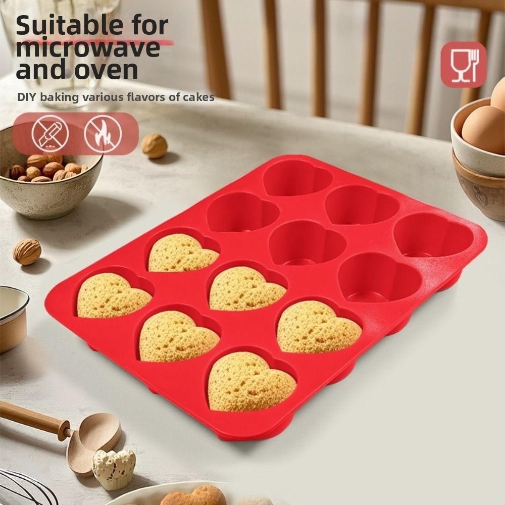 12-Cavity Heart-Shaped Mousse Cake Mold Food Grade Silicone French Pastry Mold  Dessert Making