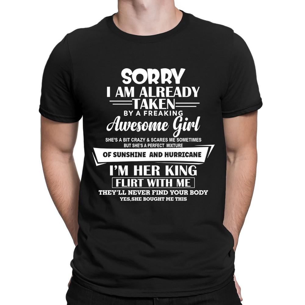 

Funny Sorry I m Already Taken By A Freaking Awesome Girl Gift Mens T-Shirts #6NE S