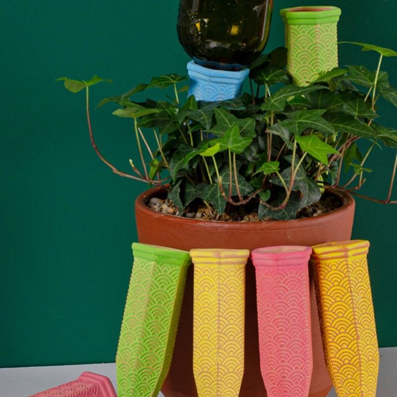 4Pcs Plant Self Watering Stakes Terracotta Automatic Plant Waterer Devices Water Irrigation System for Indoor/Outdoor