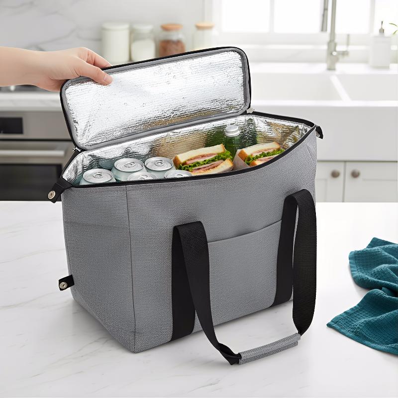 Large Capacity Insulated Grocery Picnic Cooler Bags Reusable Folding Fresh-Keeping Bag For Travel, Lunch, Camping, Food