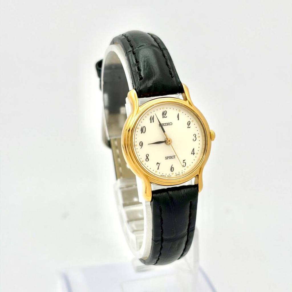 SEIKO Spirit Ladies Watch Gold 840103 New Strap [Excellent Condition/New Battery] 4N21-1070