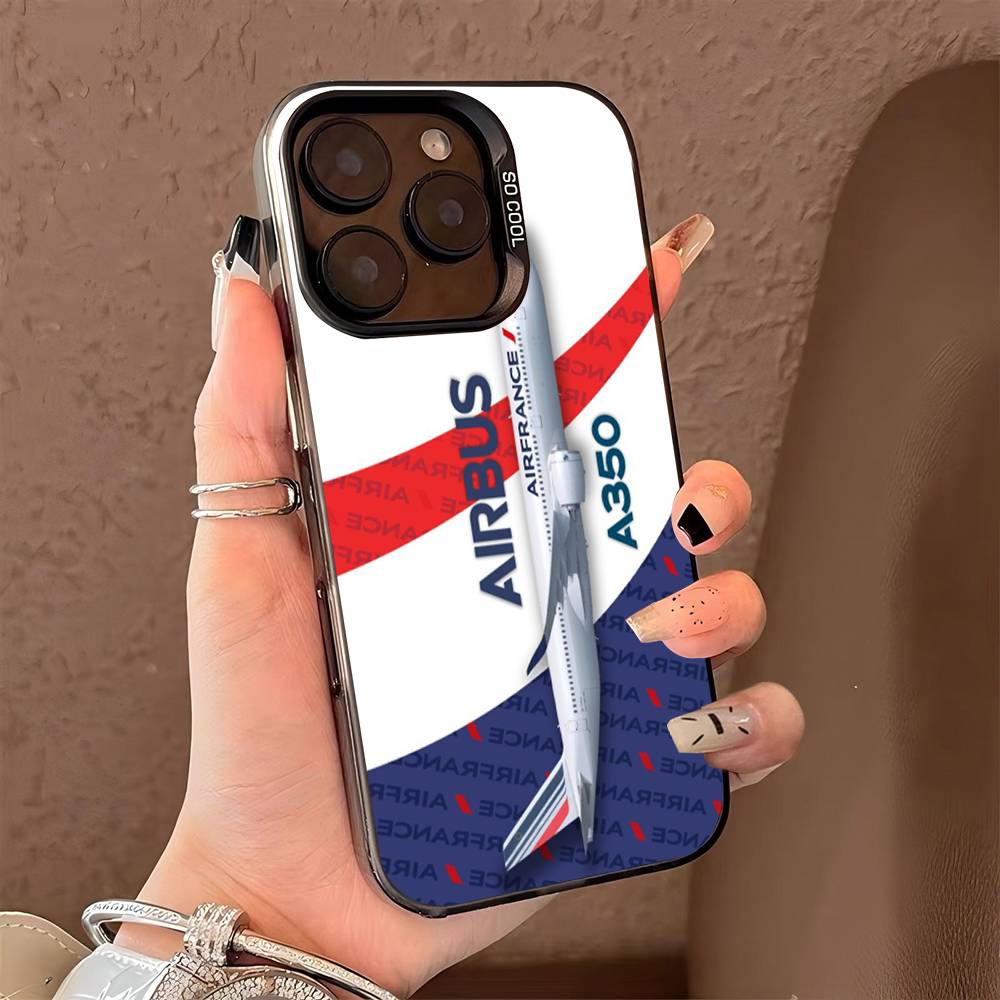 

A-Airbus Logo Phone Case For IPhone 17 16 15 14 11 12 13 Pro Max Pro Plus Colored Silver Cover iPhone 15 pro