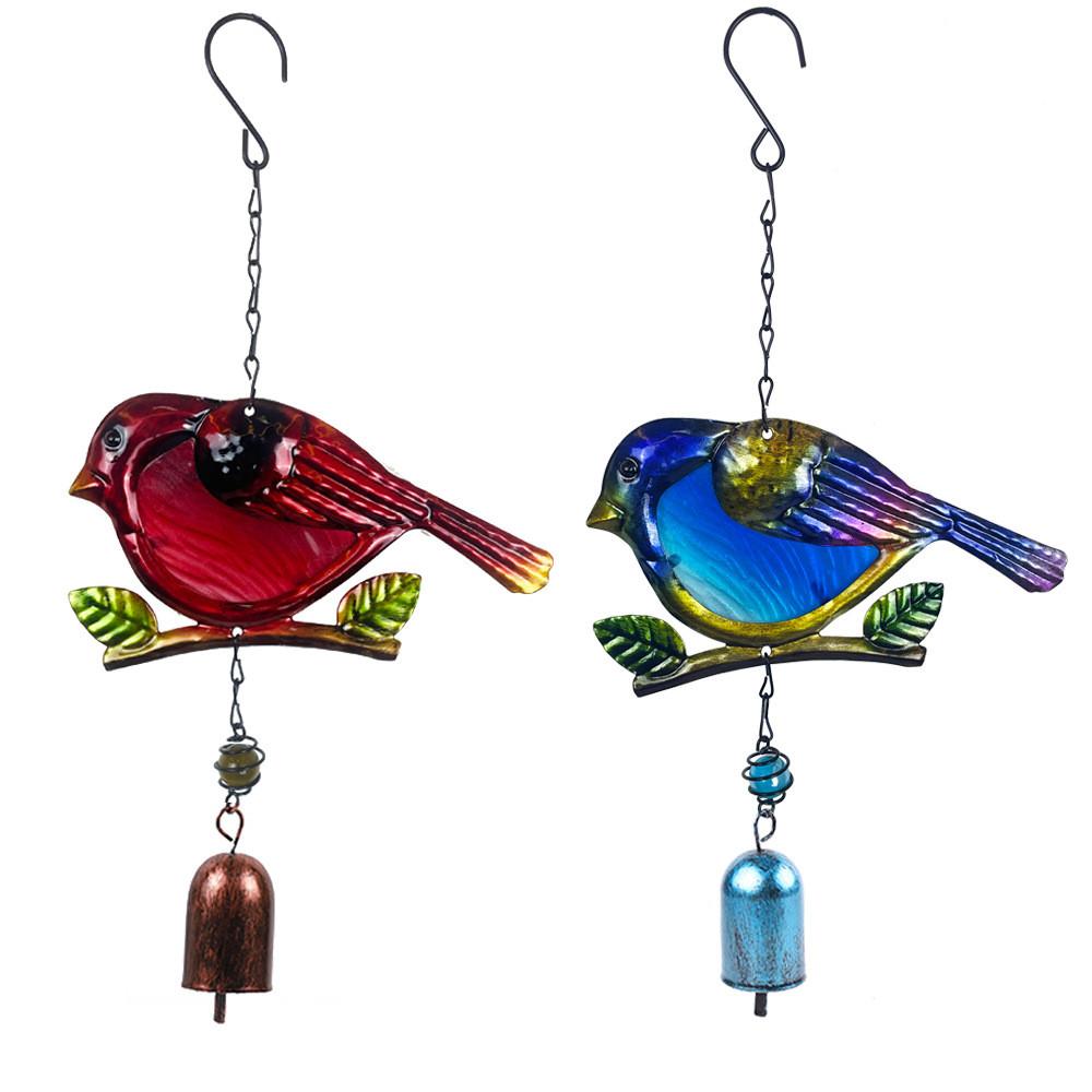 Bird Garden Wind Chime With Handcrafted Metal And Glass For Garden Patio Decor
