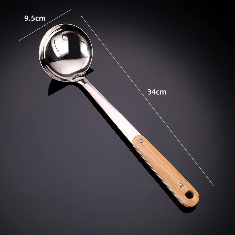 

Лопатка из нержавеющей стали с толстой ручкой из массива дерева, бытовая кухонная лопатка, суповая ложка, лопатка для супа и кухонная утварь Soup spoon