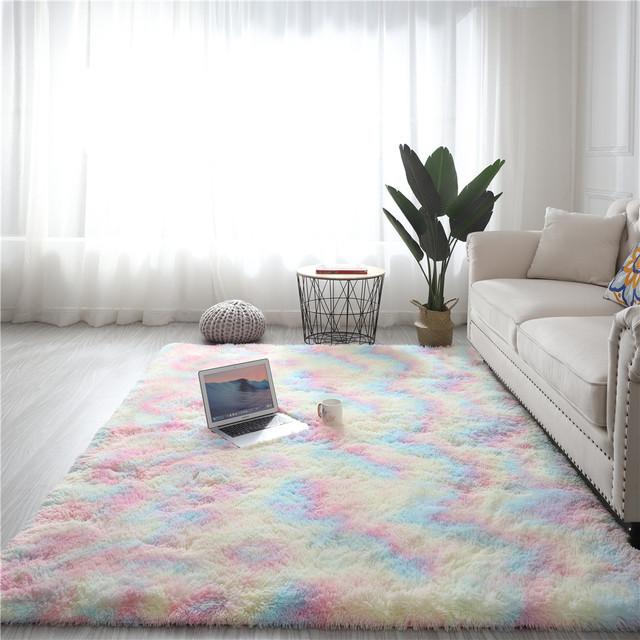 Plush Pink Carpet Living Room Decoration Fluffy Rug Thick Bedroom Carpets Anti -Slip Floor Soft Lounge Rugs Solid Large Carpets