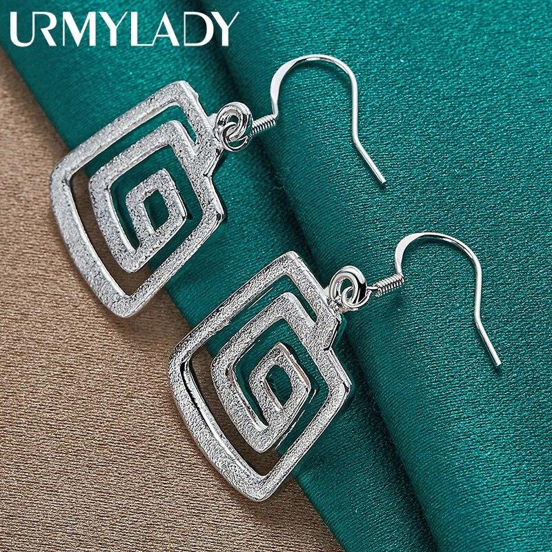 URMYLADY 925 Sterling Silver Whirlpool Earrings For Women Charm Wedding Party Fashion Jewelry