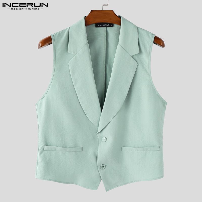 INCERUN Set da 2 PEZZI Gilet Senza Maniche Slim da Uomo e Pantaloni Lunghi Dritti