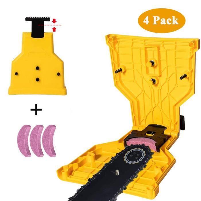 2windeal® Affûteur de de tronçonneuse affûtage PR lame de scie à chaîne avec 4 Pierre à Aiguiser Nouvelle Génération