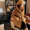 Cappotto Vintage in Lana d'Agnello da Donna Inverno Caldo Largo Ispessito Giacca in Pelliccia Sintetica con Bottoni a Corno