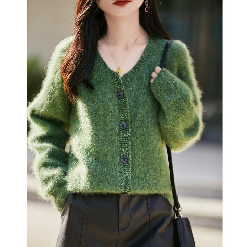 Women’s French Style Floral Wool Knit Cardigan - Cozy Autumn/Winter Fashion 2025