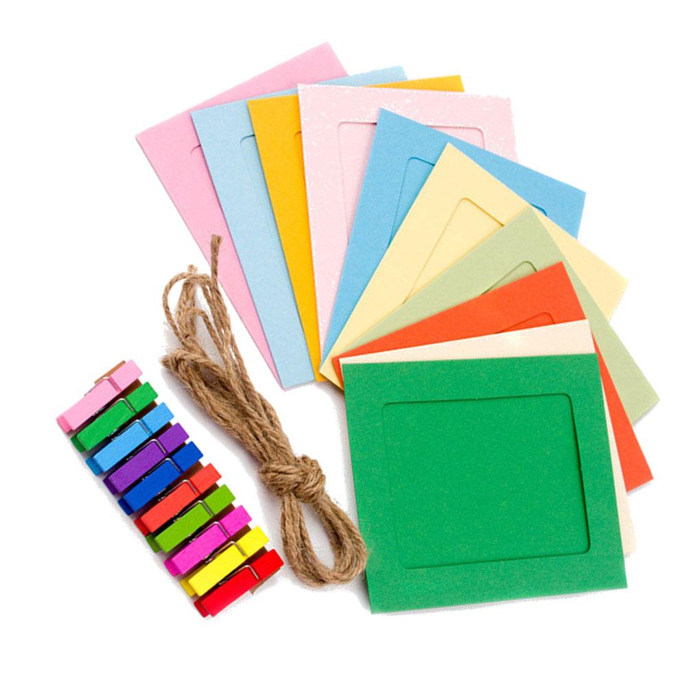 KOGOTA 10pcs Colorful Paper Photo DIY Wall String Clip Picture Hanging Album Frame Party Decorations