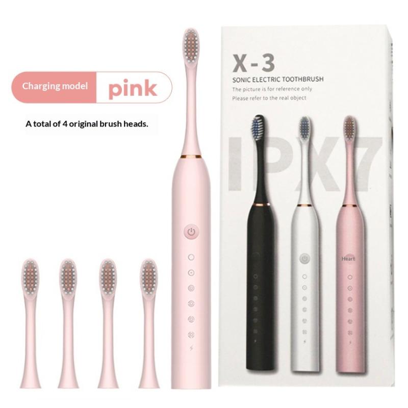 

Sonic Electric Toothbrush For Adults Ipx7 Waterproof With 4 Brush Heads Usb Rechargeable High Frequency Cleaning 6 Cleaning Mode розовый
