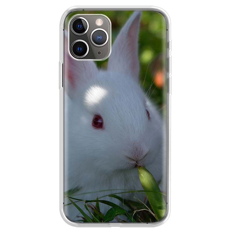 

Cute White Baby Rabbits Phone Case For iPhone 17 Air 11 13 Mini 14 15 Plus 16 12 Pro Max 16E SE 7 8 Pattern Soft TPU Back Cover iPhone 12 Pro Max